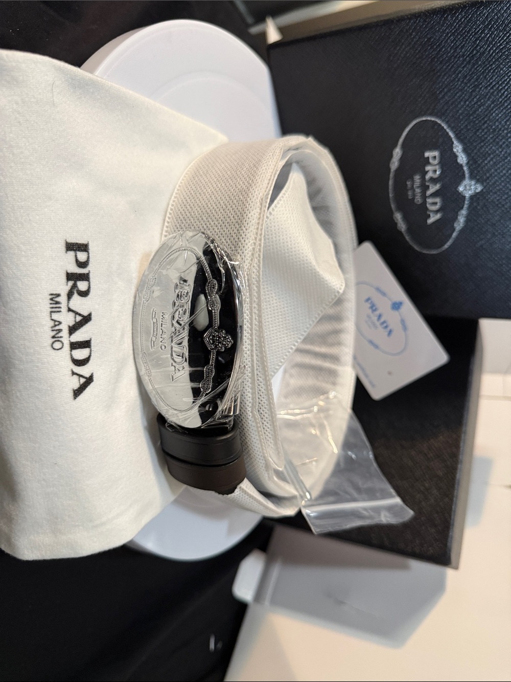 Prada Silver Oval Milano Logo Plaque - Picture 6 of 6